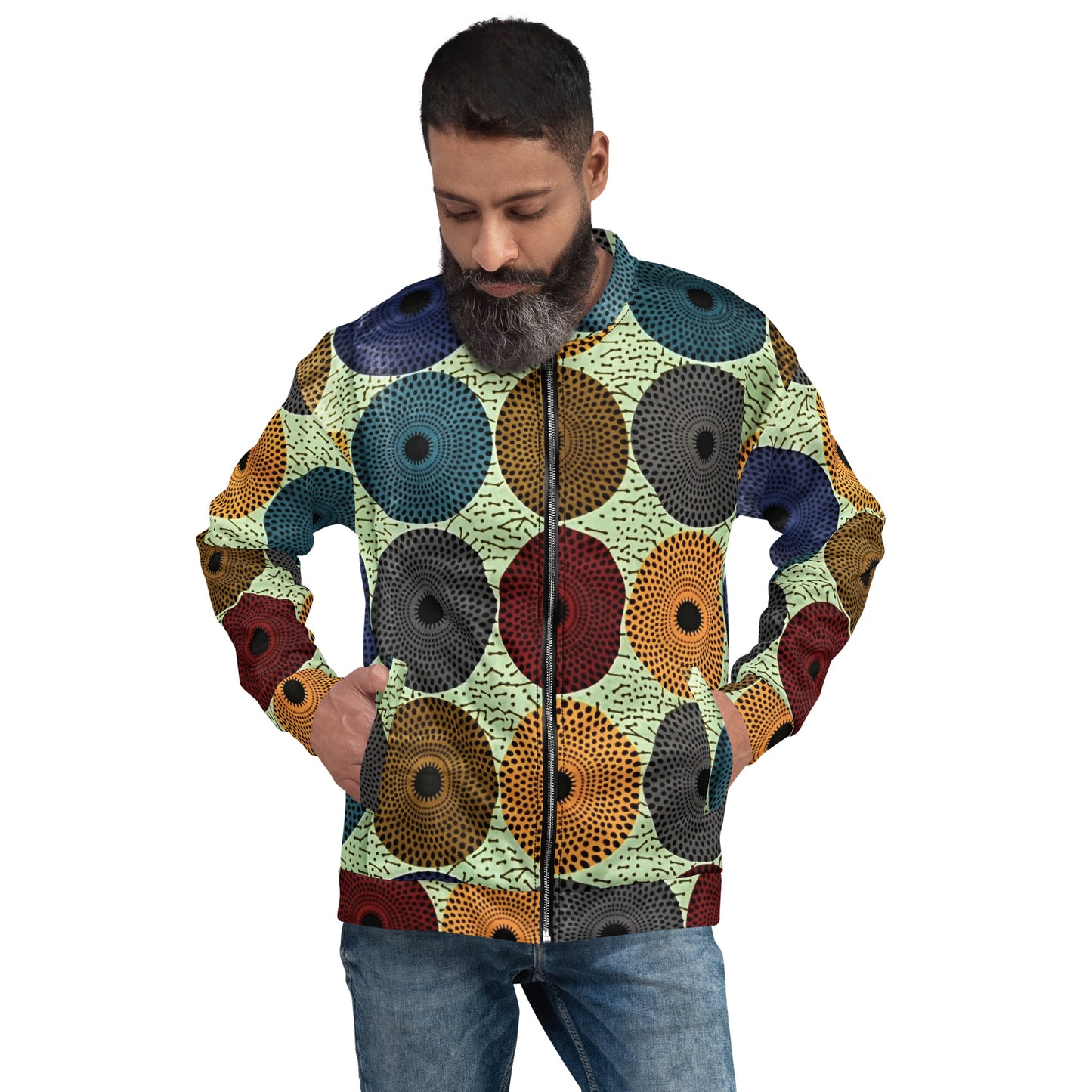 Multicolour Mandela Print Ankara Unisex Bomber Jacket