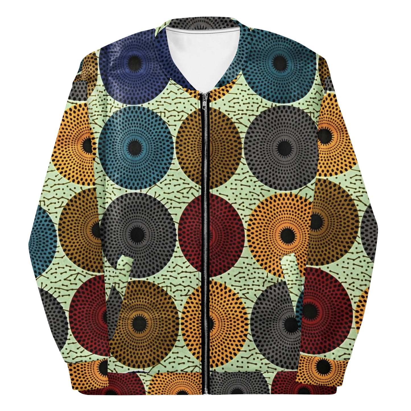 Multicolour Mandela Print Ankara Unisex Bomber Jacket