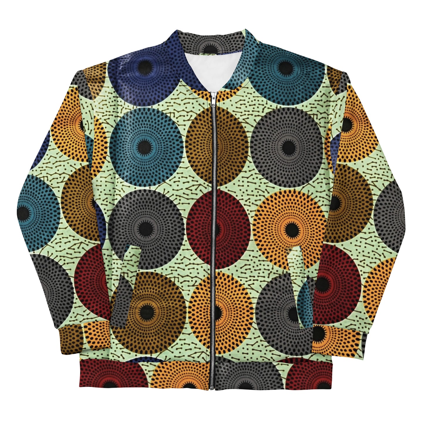 Multicolour Mandela Print Ankara Unisex Bomber Jacket