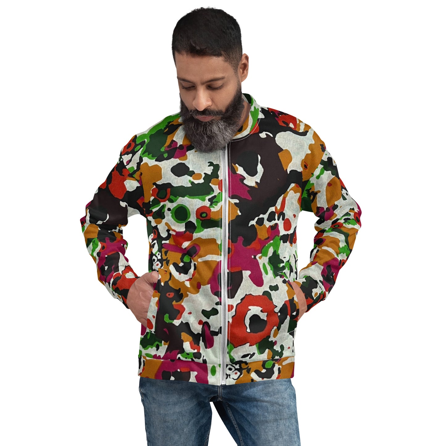 Multicolour Paint Ankara Unisex Bomber Jacket