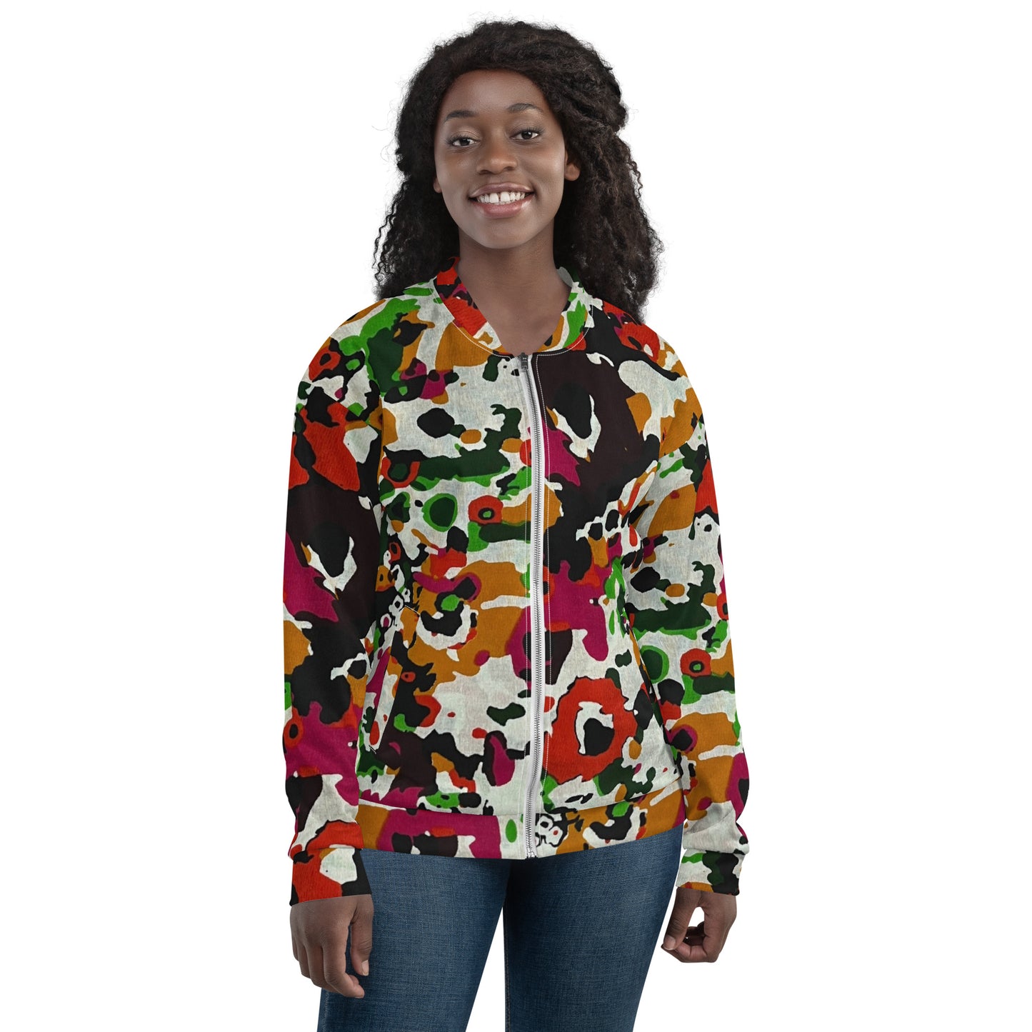 Multicolour Paint Ankara Unisex Bomber Jacket