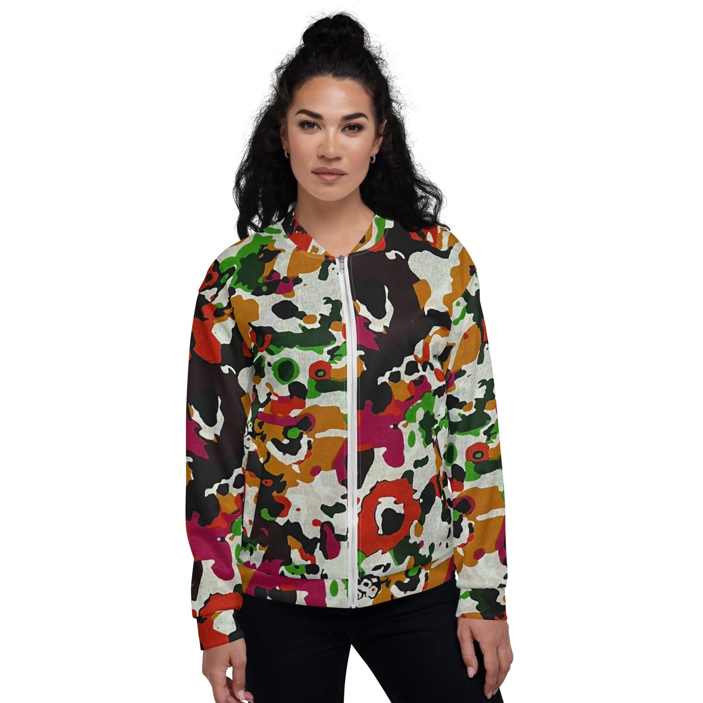 Multicolour Paint Ankara Unisex Bomber Jacket