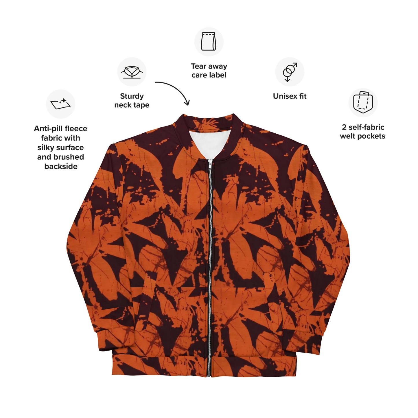 Orange Adire Unisex Bomber Jacket