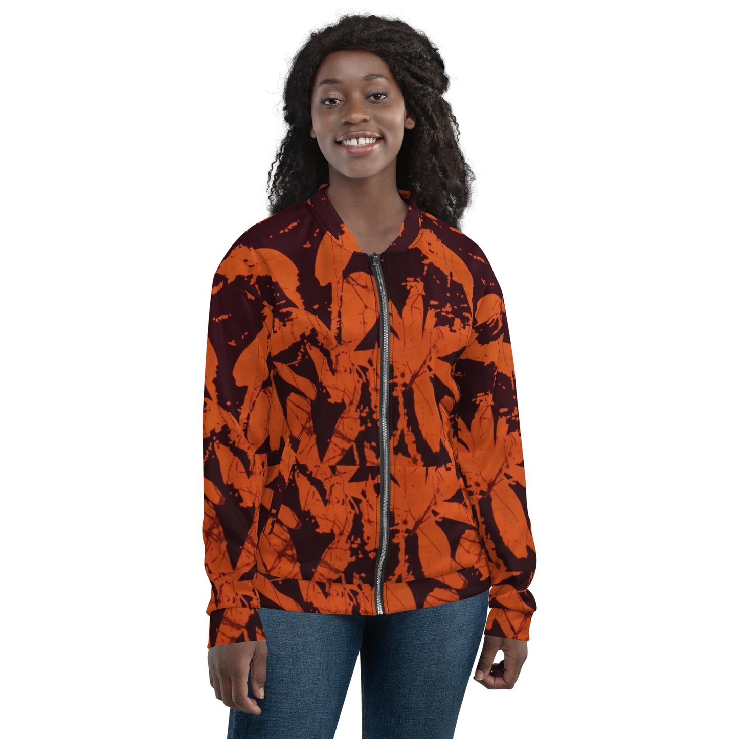 Orange Adire Unisex Bomber Jacket