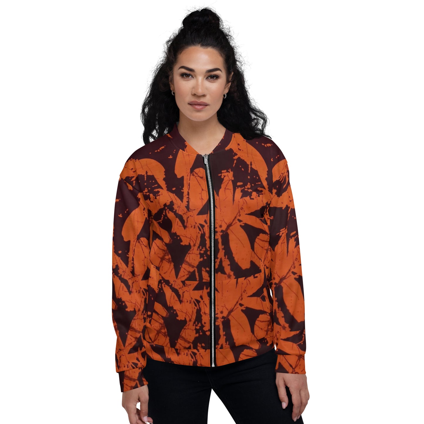 Orange Adire Unisex Bomber Jacket