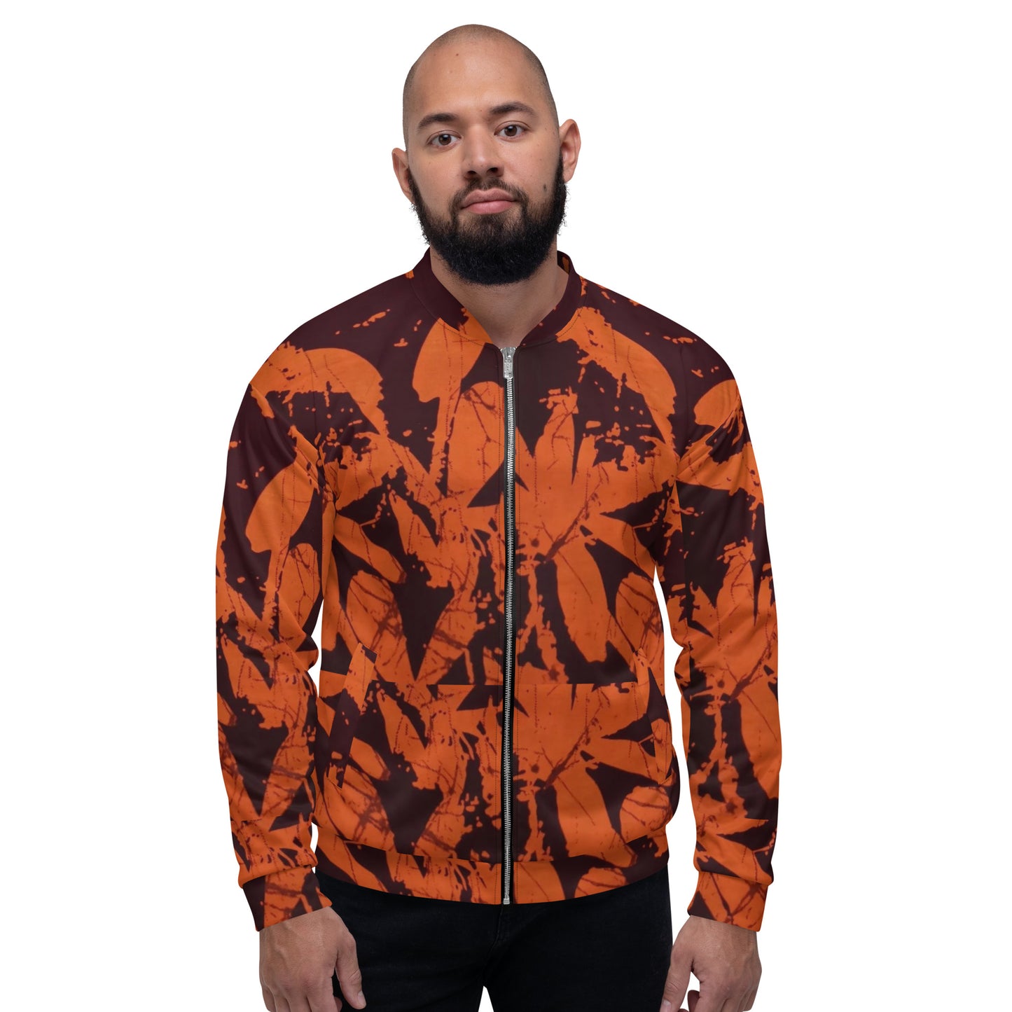 Orange Adire Unisex Bomber Jacket