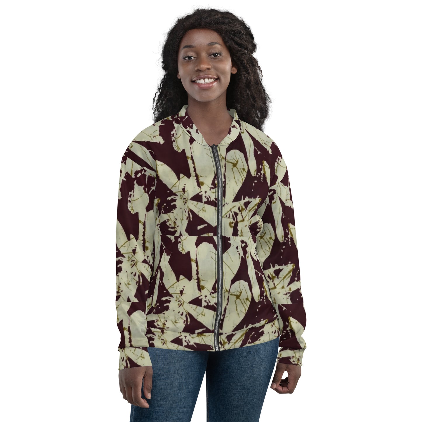 Brown Adire Unisex Bomber Jacket