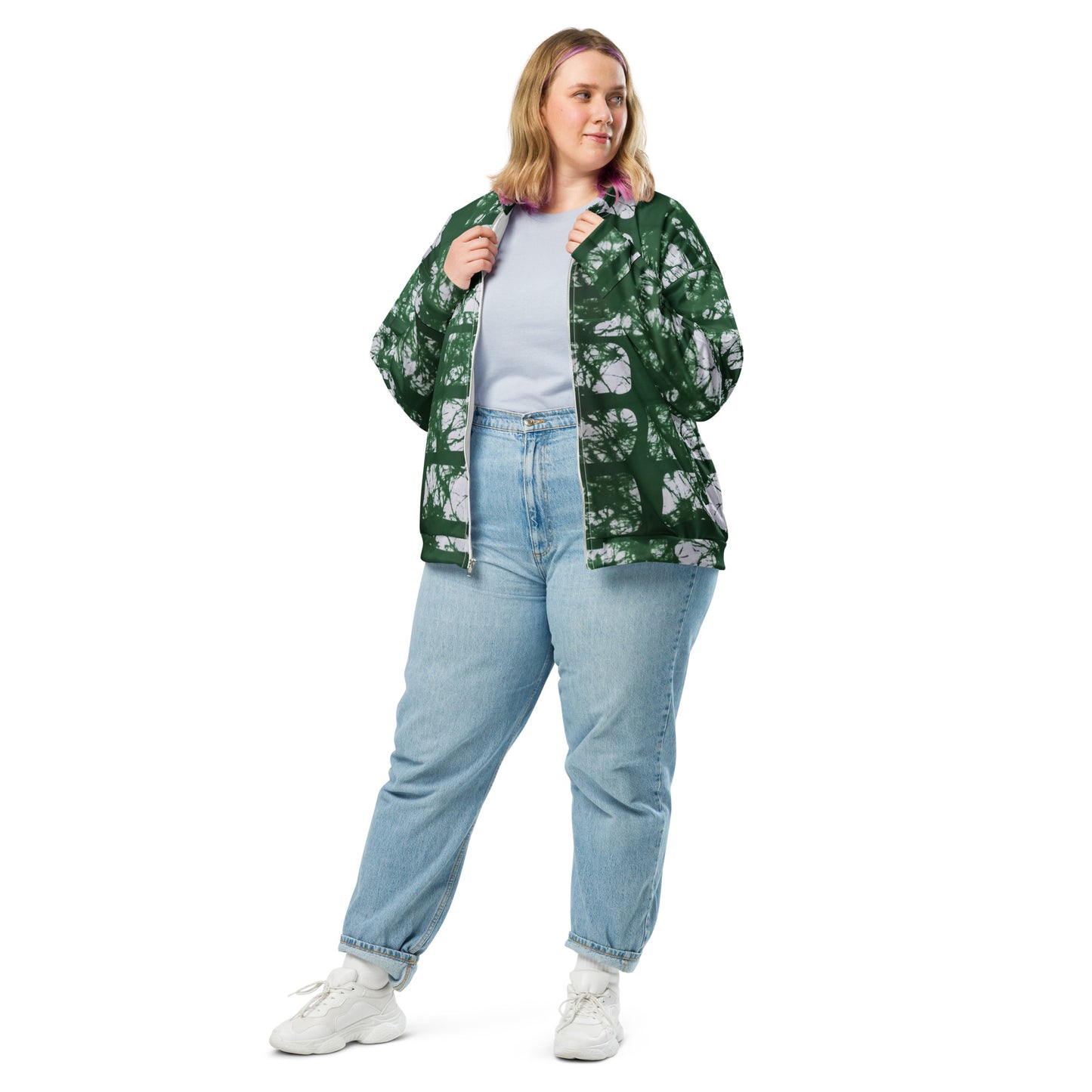 Green Adire Unisex Bomber Jacket