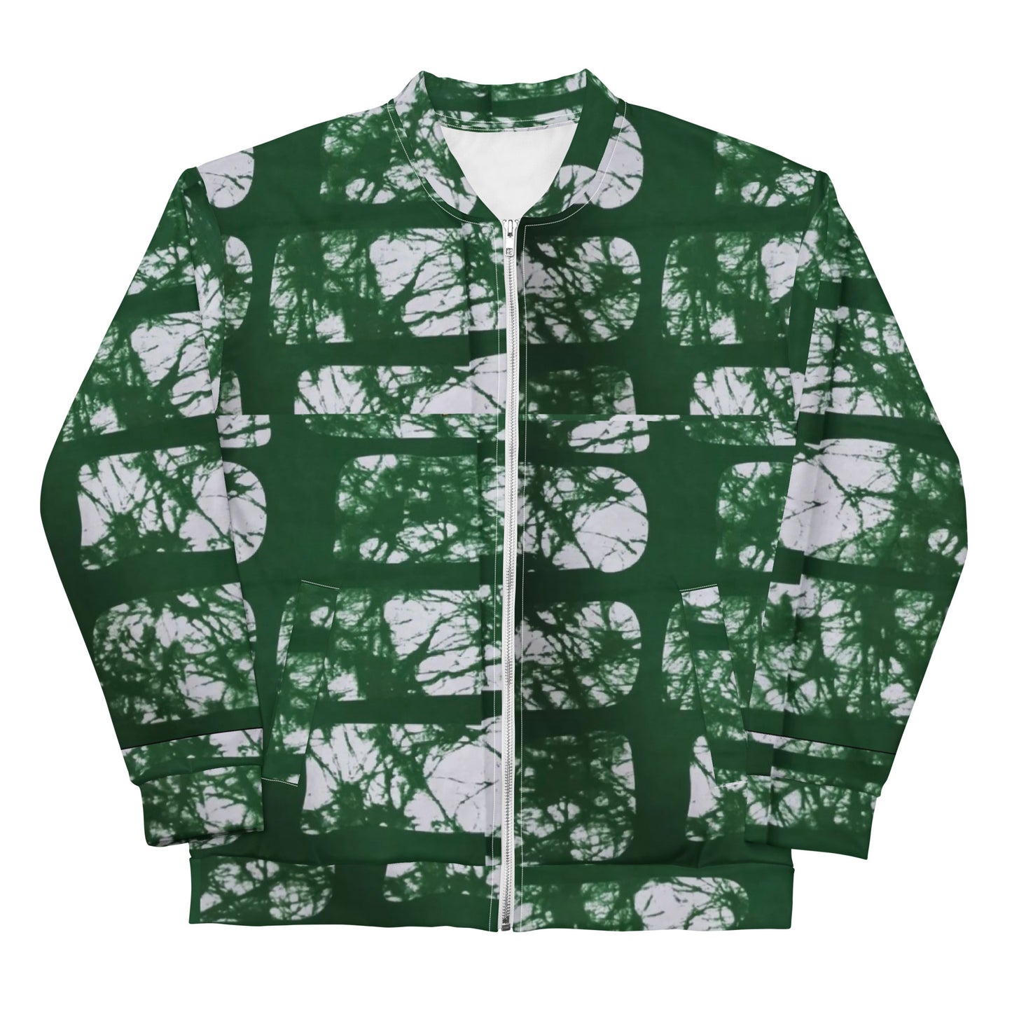 Green Adire Unisex Bomber Jacket