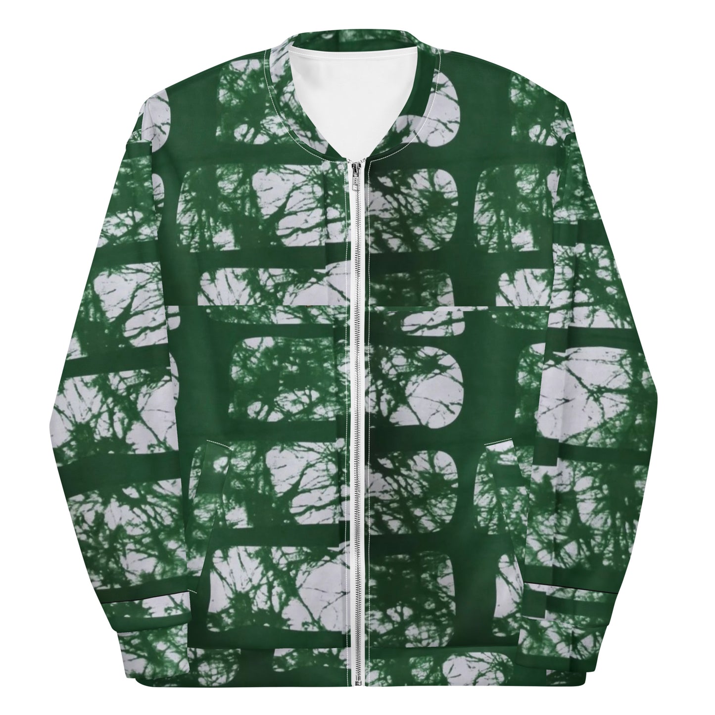 Green Adire Unisex Bomber Jacket