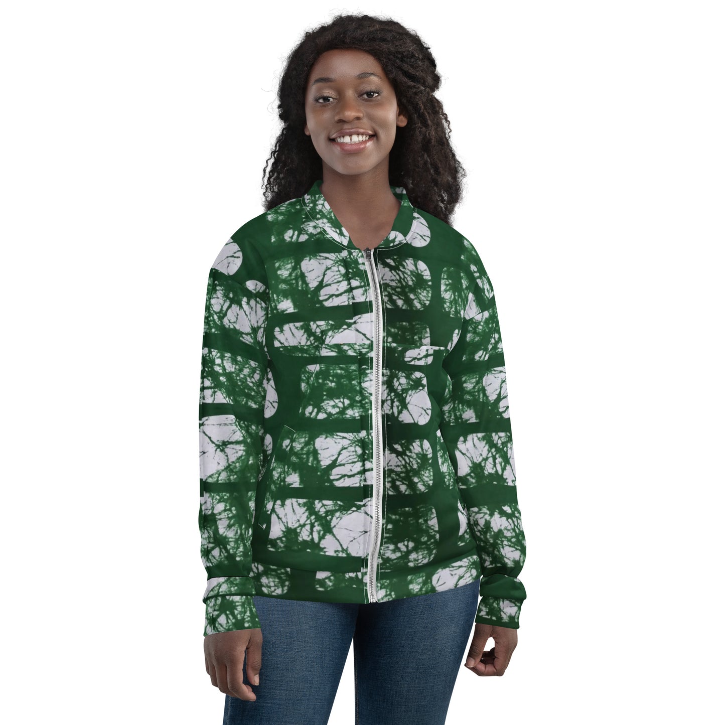 Green Adire Unisex Bomber Jacket