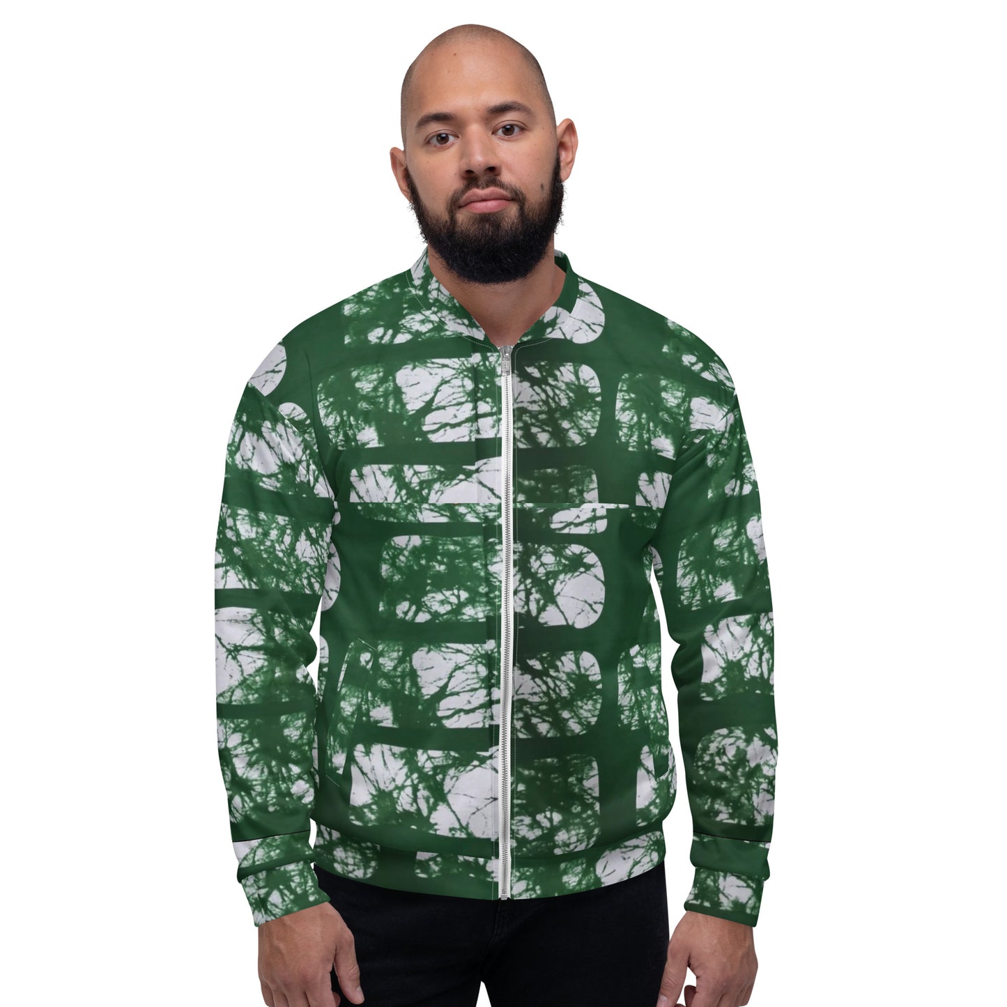 Green Adire Unisex Bomber Jacket