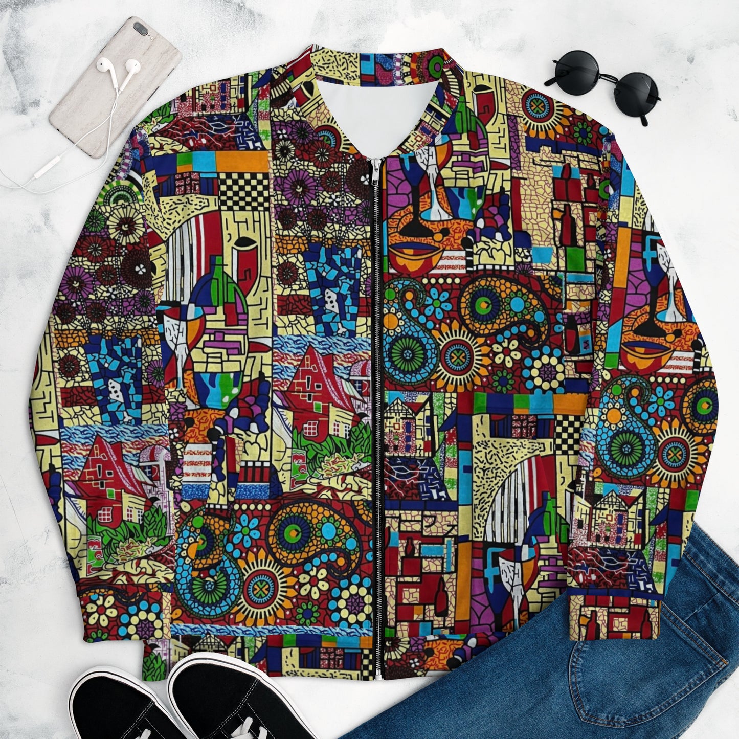 Colourful Artsy Ankara Unisex Bomber Jacket