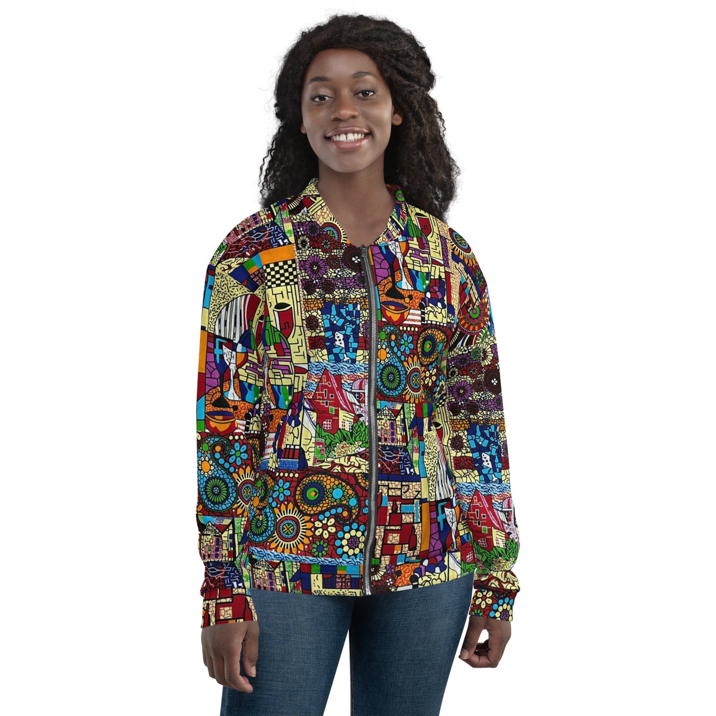 Colourful Artsy Ankara Unisex Bomber Jacket