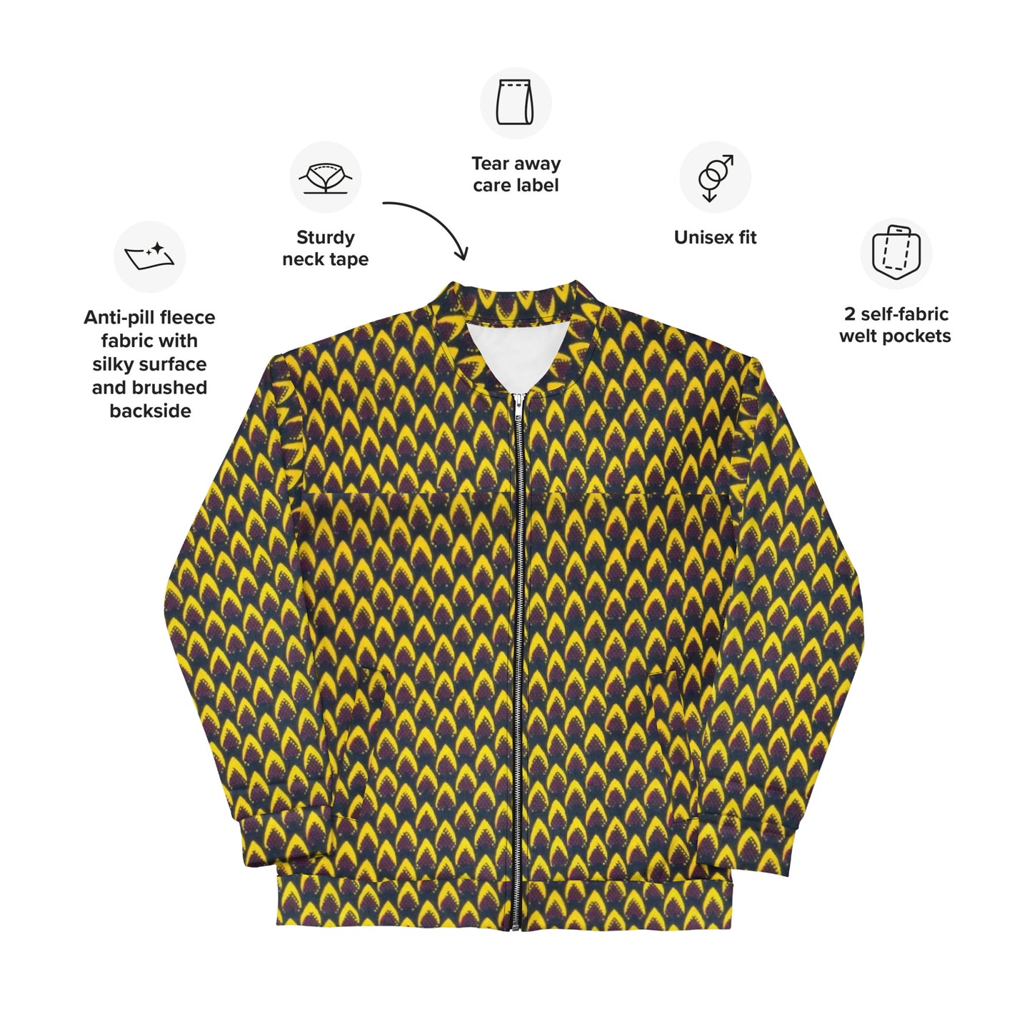 Yellow Flame Ankara Unisex Bomber Jacket