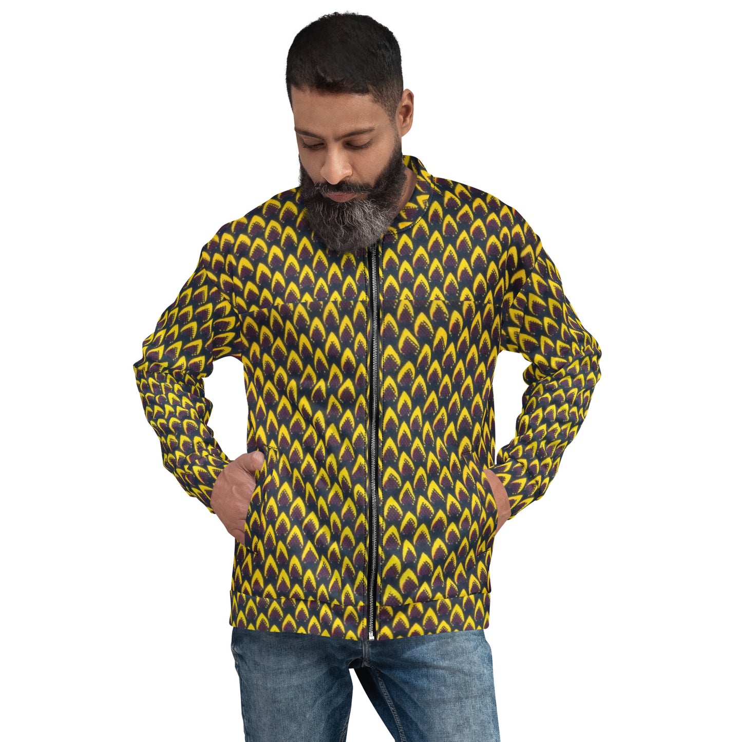 Yellow Flame Ankara Unisex Bomber Jacket