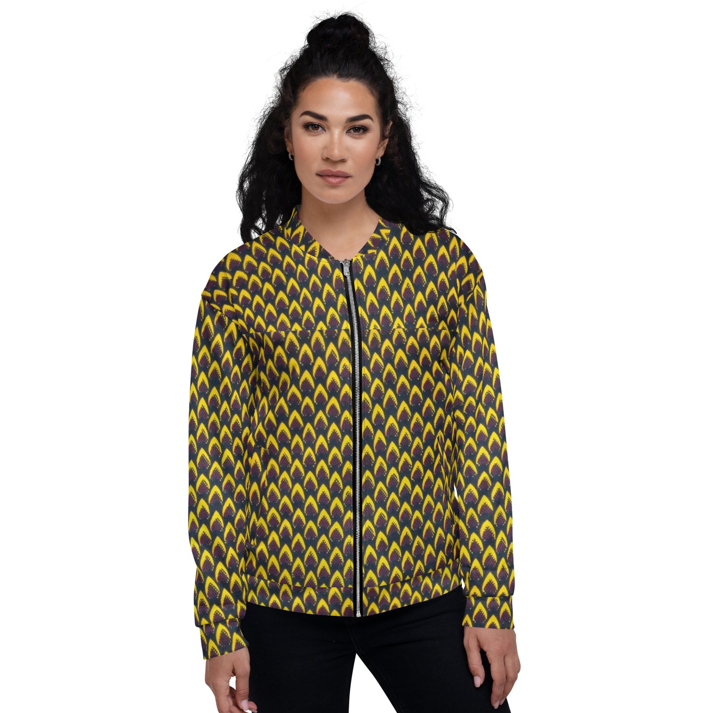 Yellow Flame Ankara Unisex Bomber Jacket