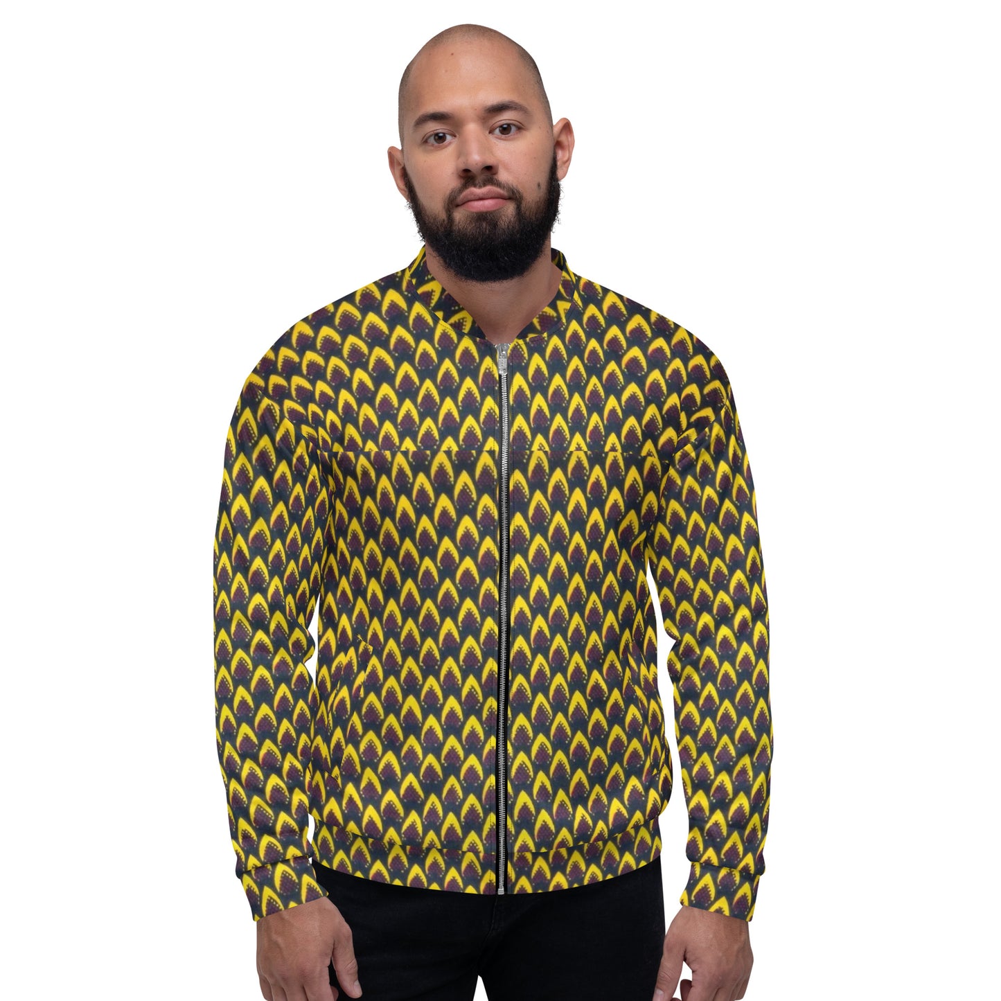 Yellow Flame Ankara Unisex Bomber Jacket