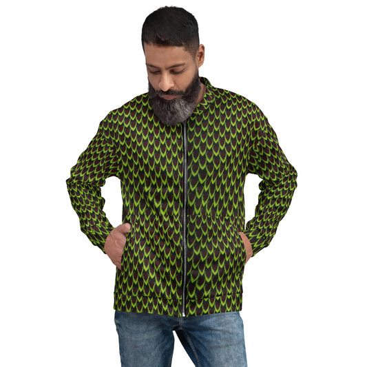 Green Flame Ankara Unisex Bomber Jacket