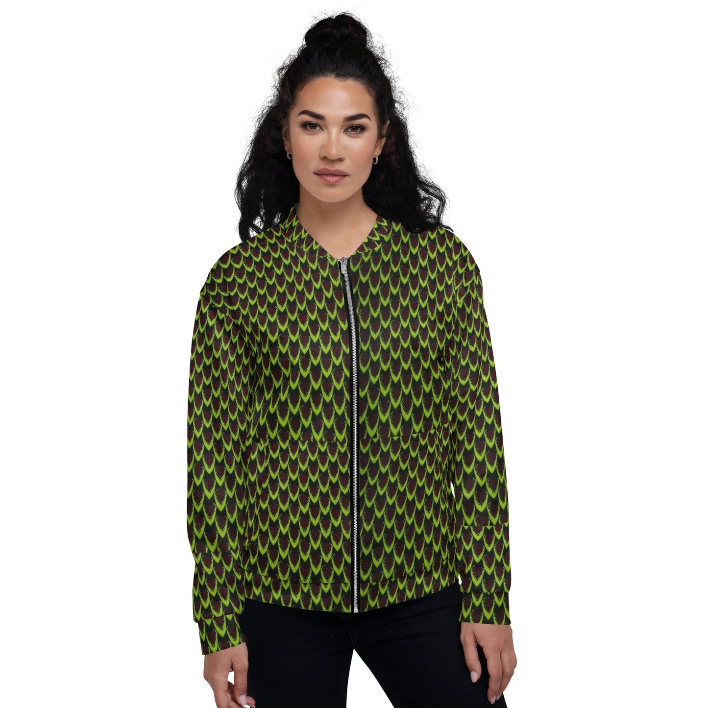 Green Flame Ankara Unisex Bomber Jacket