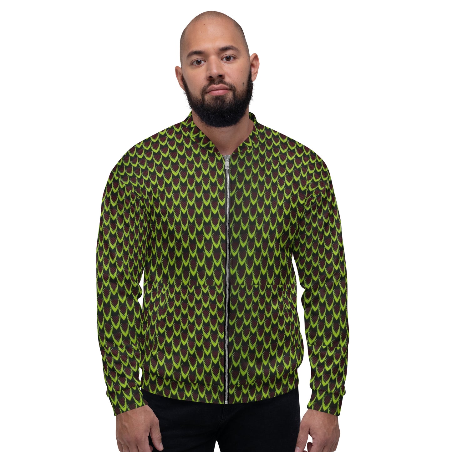 Green Flame Ankara Unisex Bomber Jacket