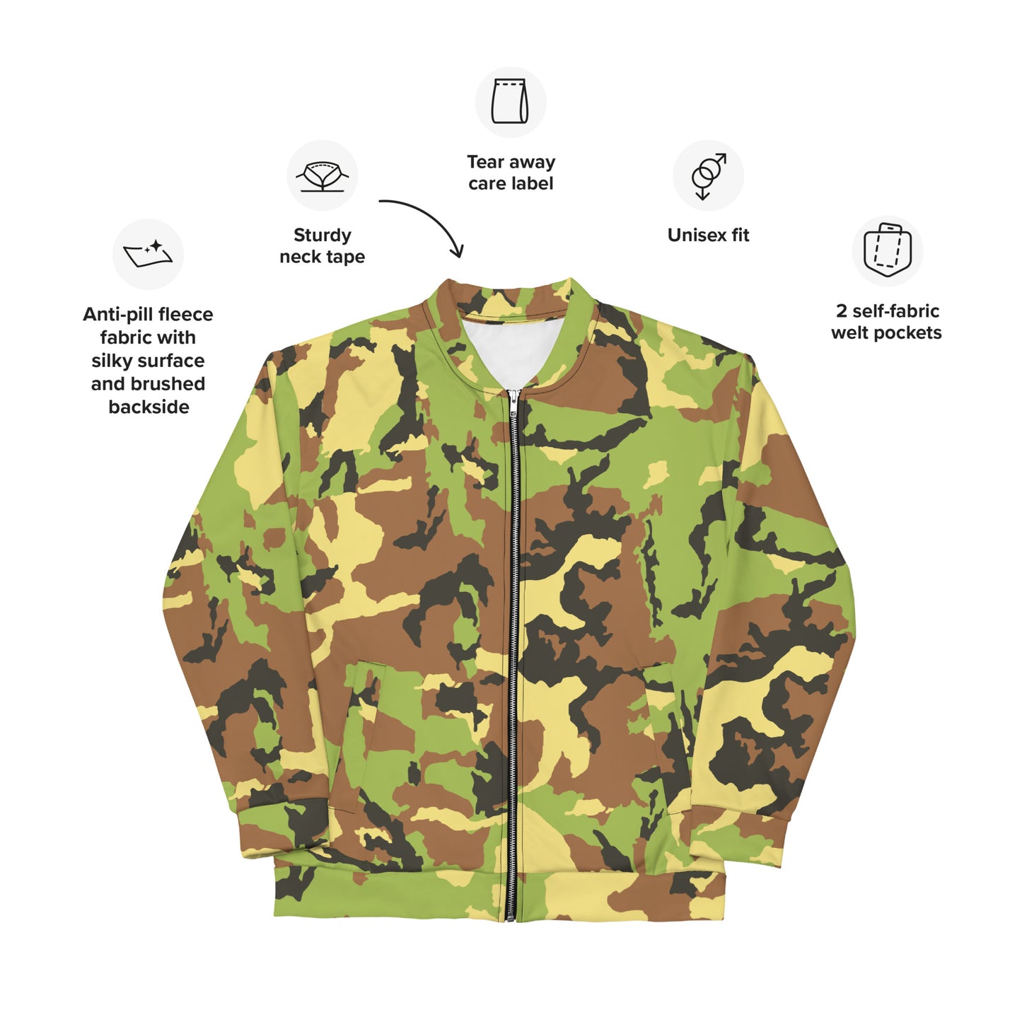 Camo Green Unisex Bomber Jacket