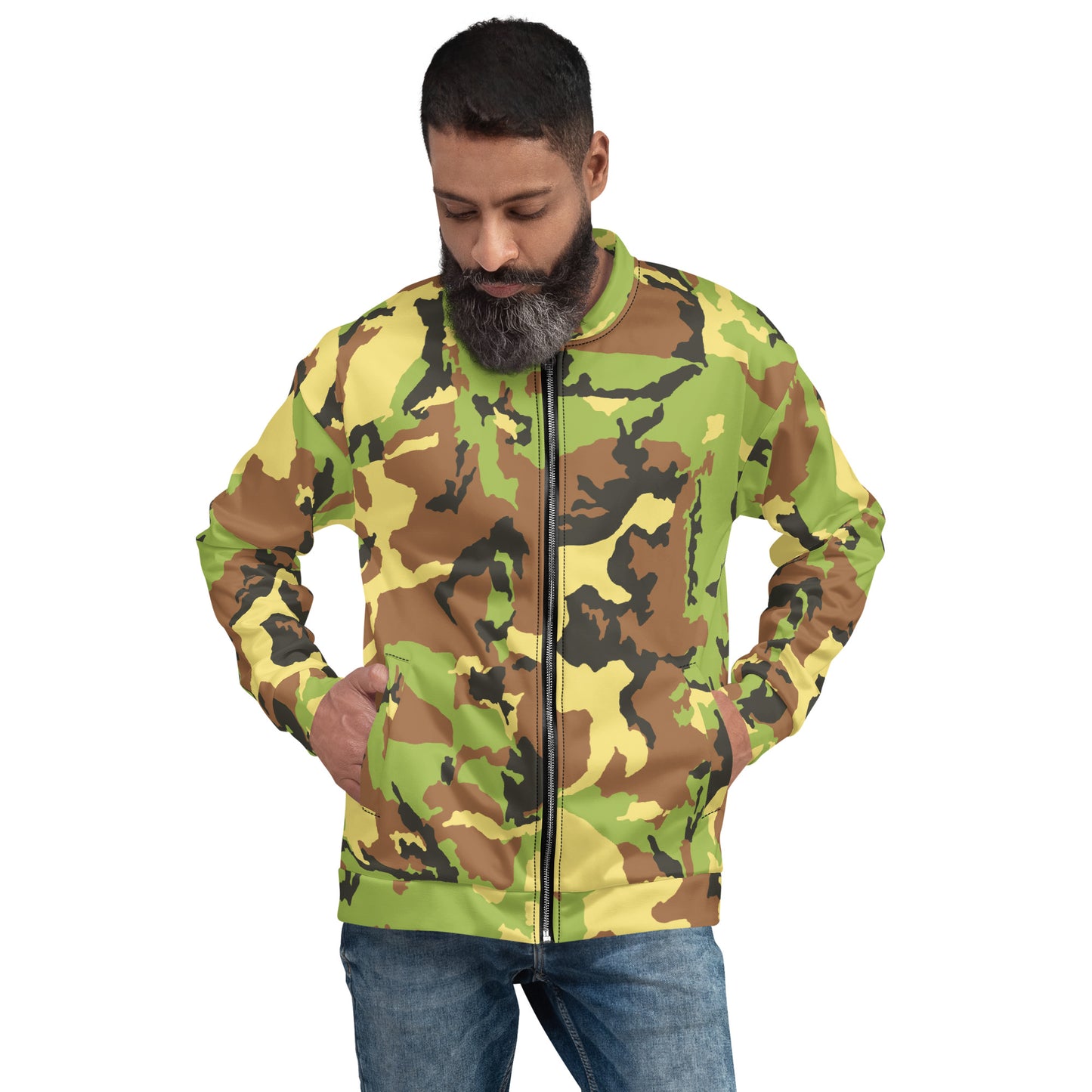 Camo Green Unisex Bomber Jacket