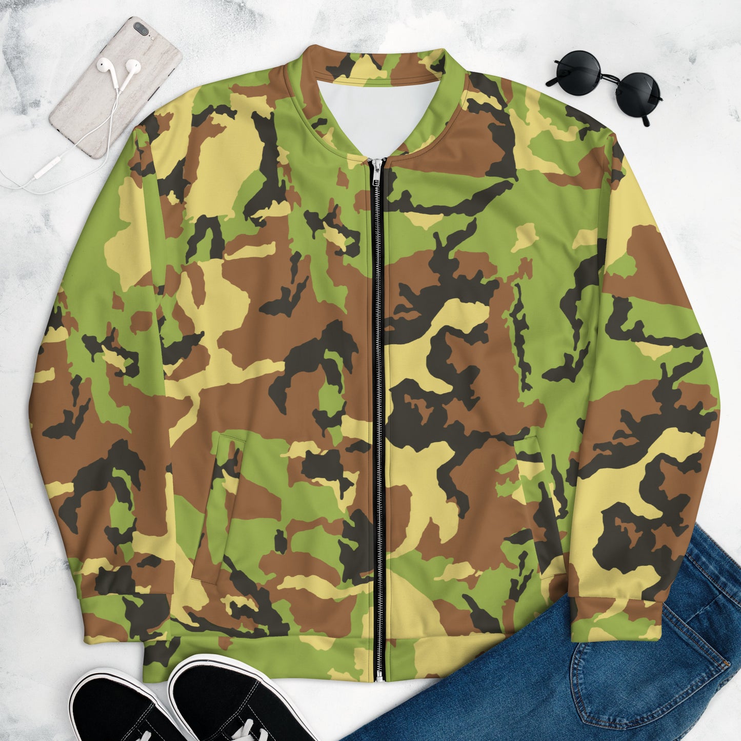 Camo Green Unisex Bomber Jacket