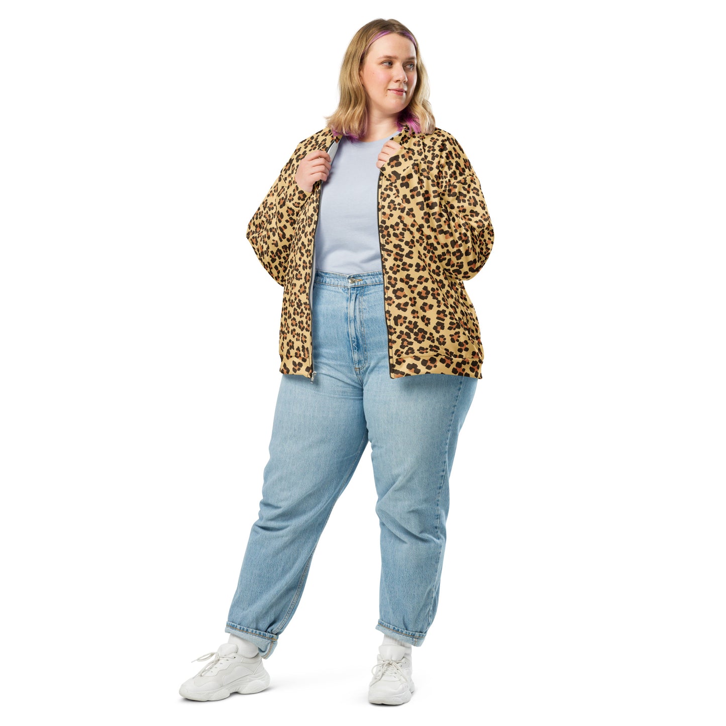 Brown Leopard Unisex Bomber Jacket