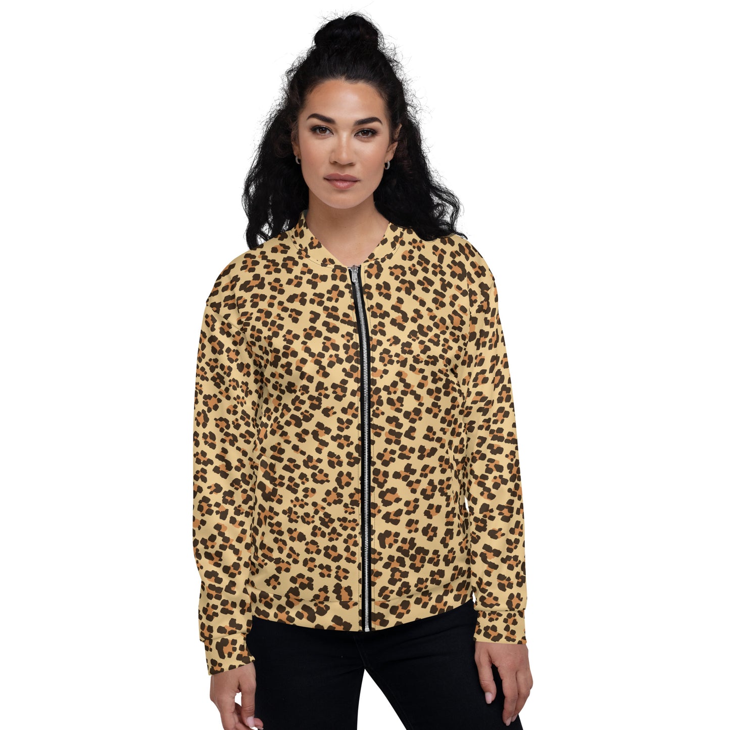 Brown Leopard Unisex Bomber Jacket