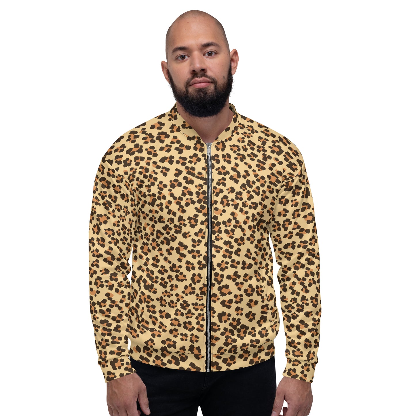 Brown Leopard Unisex Bomber Jacket