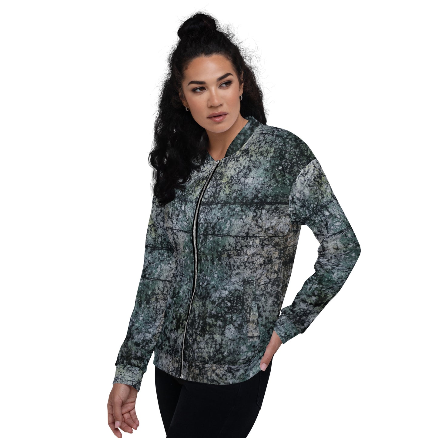 Dark Green Adire Unisex Bomber Jacket