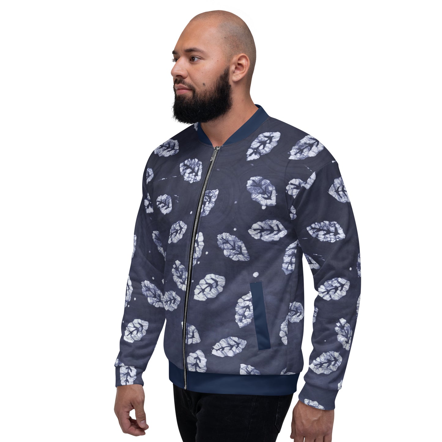 Indigo Leaf Adire Unisex Bomber Jacket