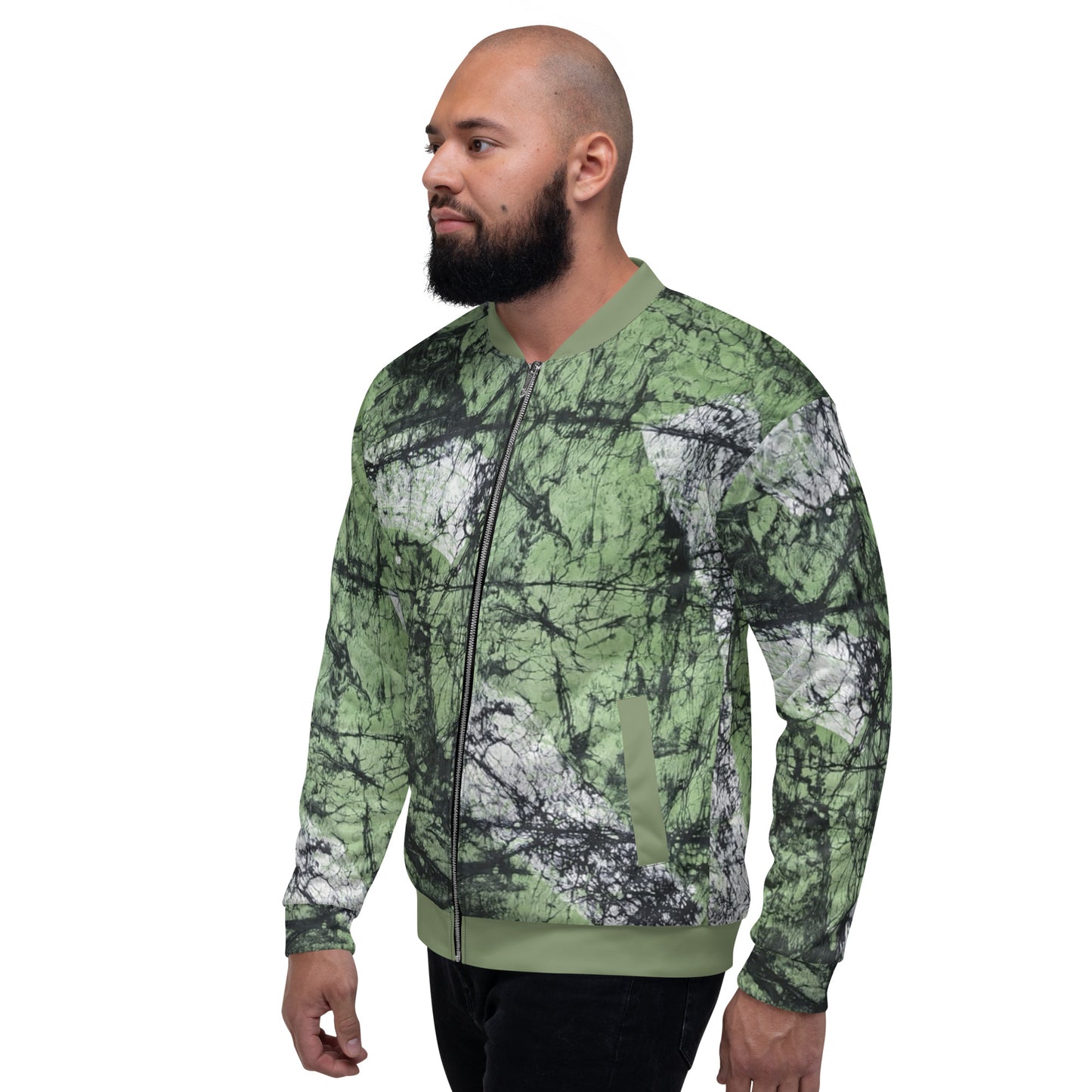 Lime Green Adire Unisex Bomber Jacket