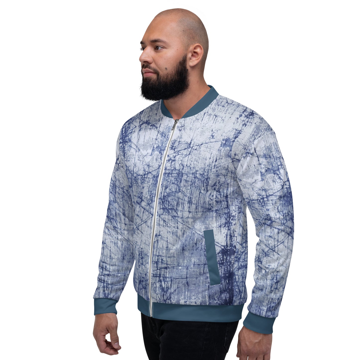 Blue Marble Adire Unisex Bomber Jacket