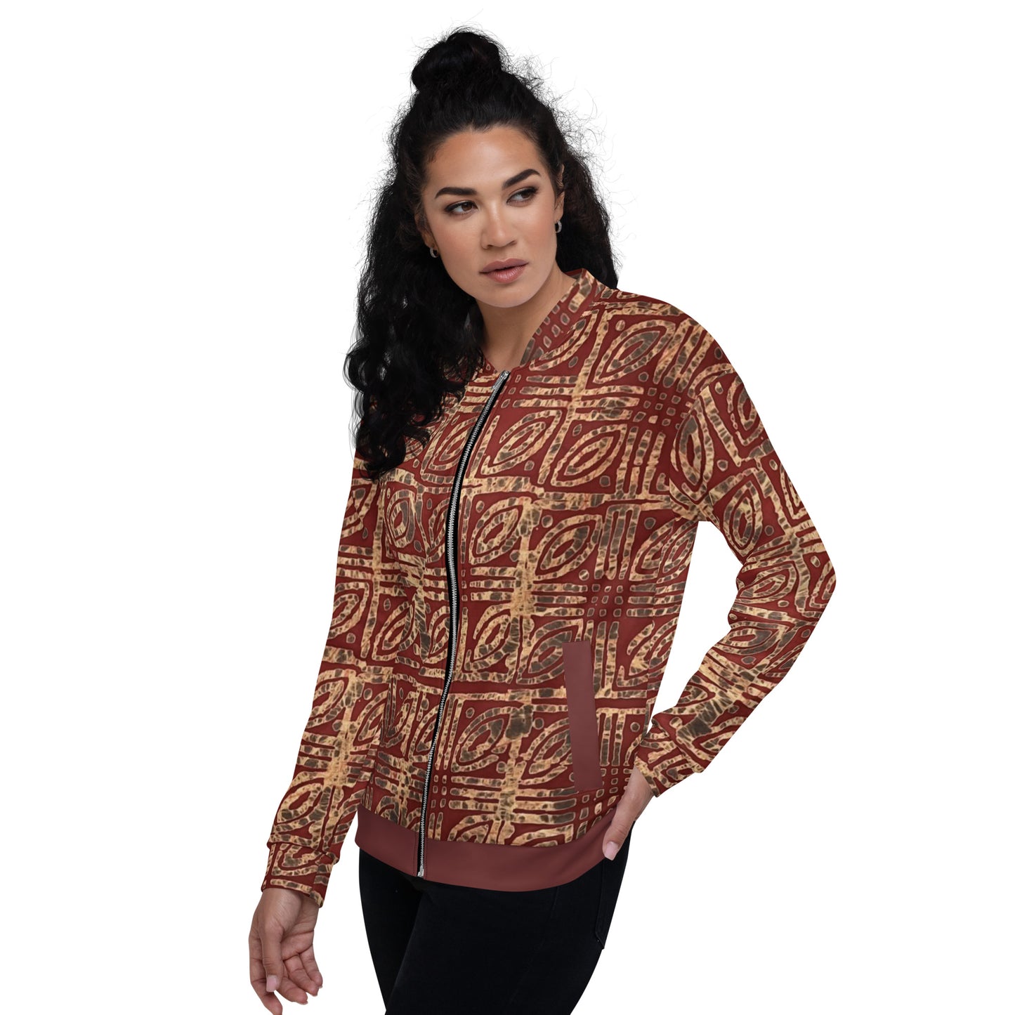 Copper & Gold Adire Unisex Bomber Jacket