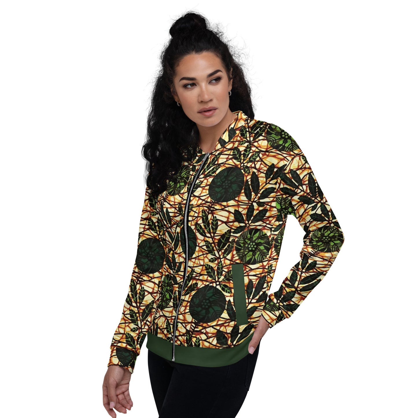 Green Leaf Wine Ankara Unisex Bomber Jacket