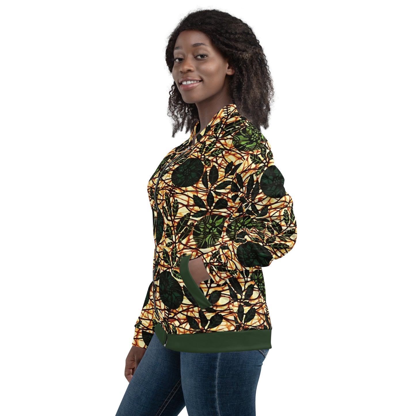 Green Leaf Wine Ankara Unisex Bomber Jacket