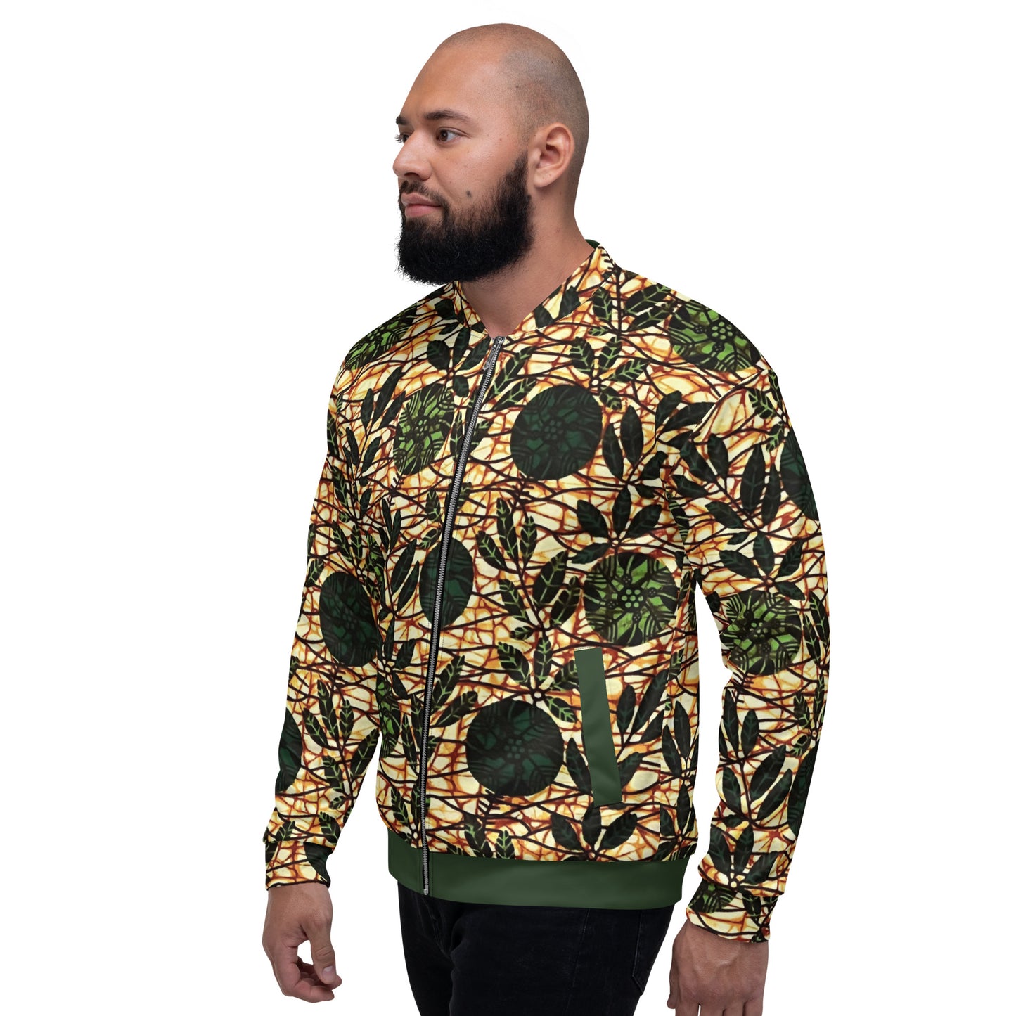 Green Leaf Wine Ankara Unisex Bomber Jacket