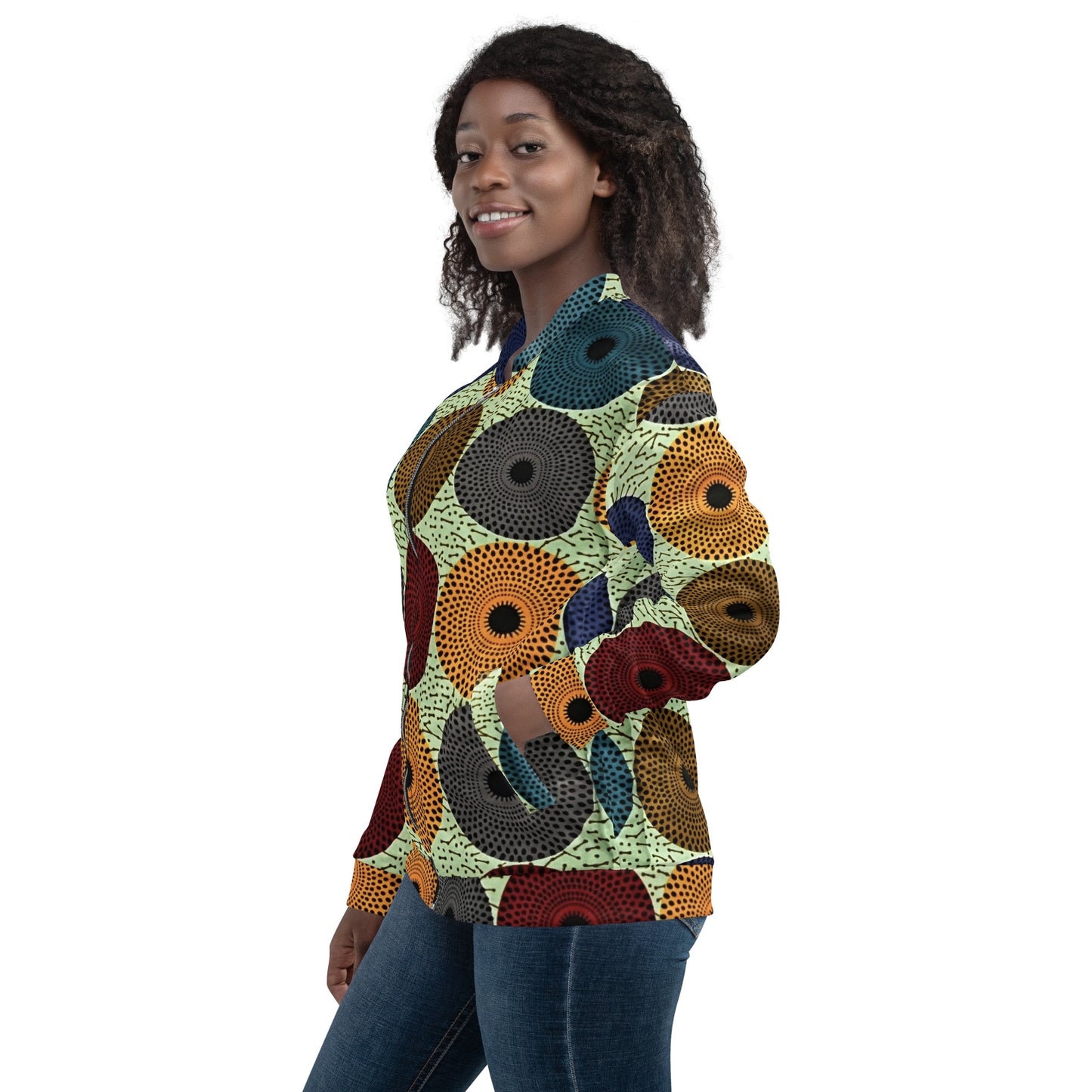 Multicolour Mandela Print Ankara Unisex Bomber Jacket