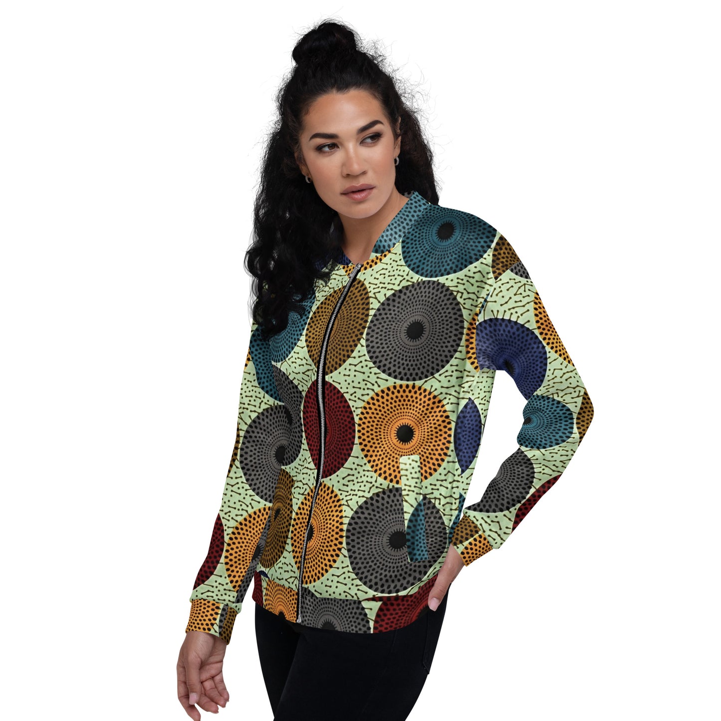 Multicolour Mandela Print Ankara Unisex Bomber Jacket