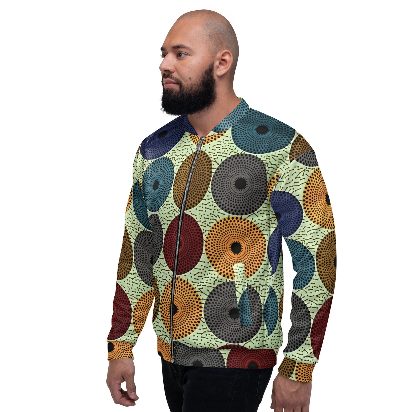 Multicolour Mandela Print Ankara Unisex Bomber Jacket