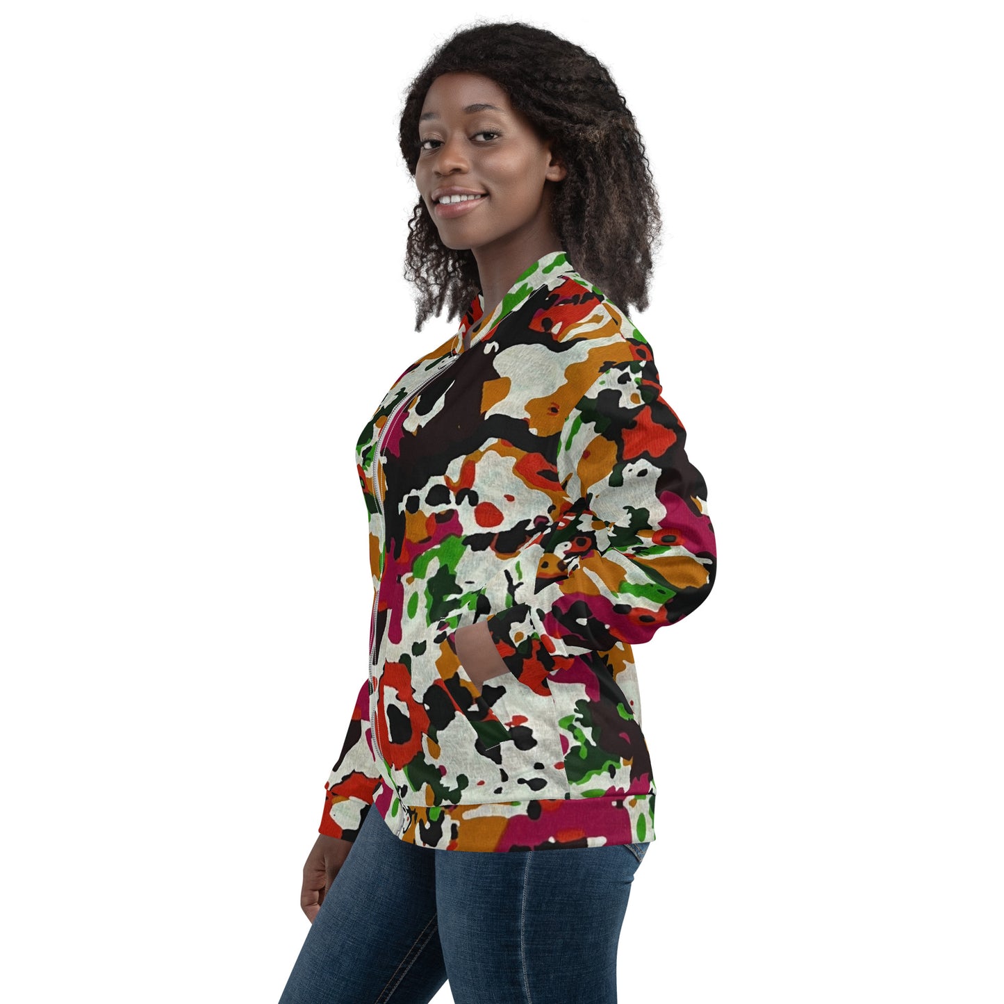 Multicolour Paint Ankara Unisex Bomber Jacket