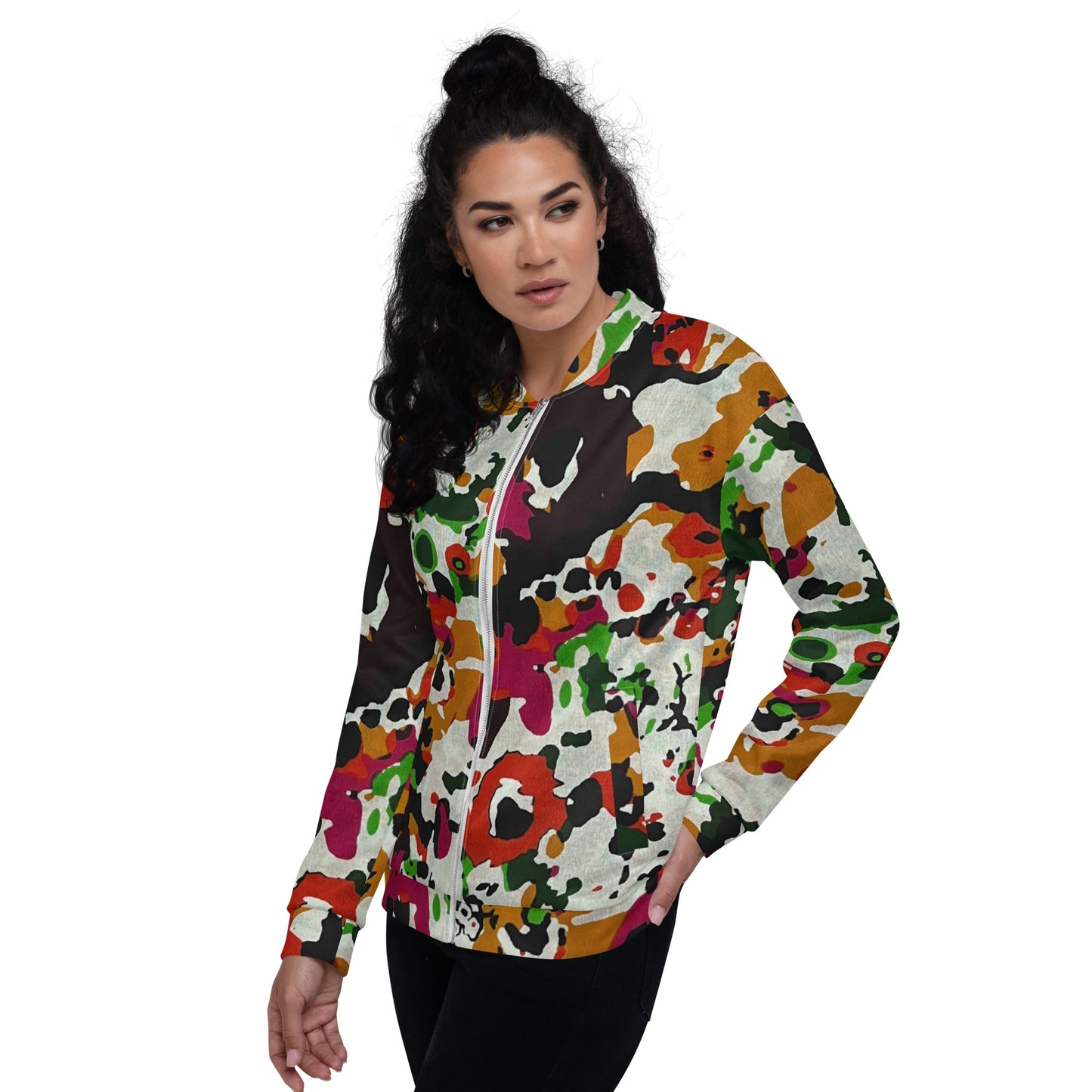 Multicolour Paint Ankara Unisex Bomber Jacket