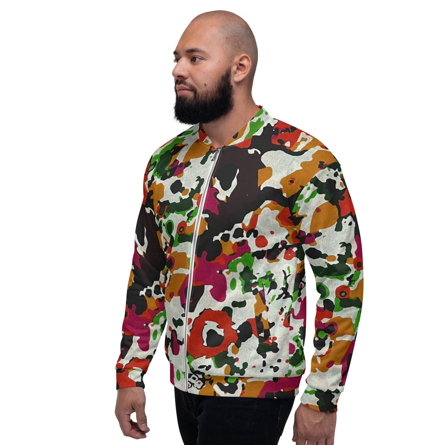 Multicolour Paint Ankara Unisex Bomber Jacket