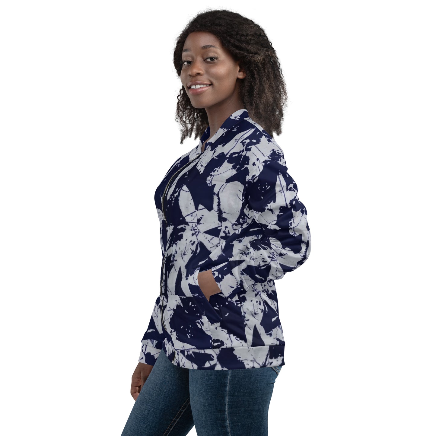 Indigo Adire Unisex Bomber Jacket