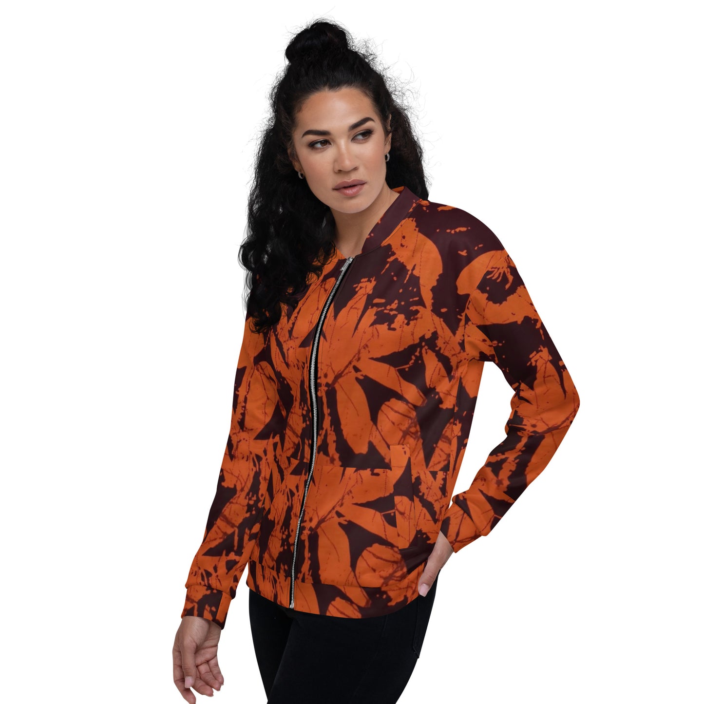 Orange Adire Unisex Bomber Jacket