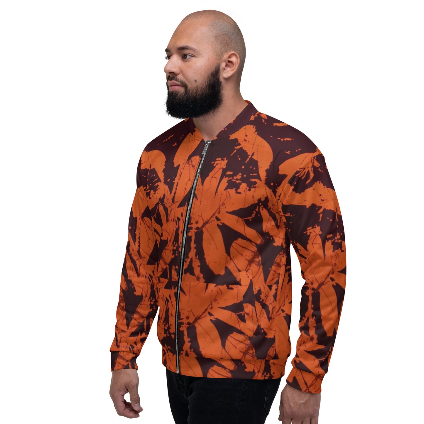 Orange Adire Unisex Bomber Jacket