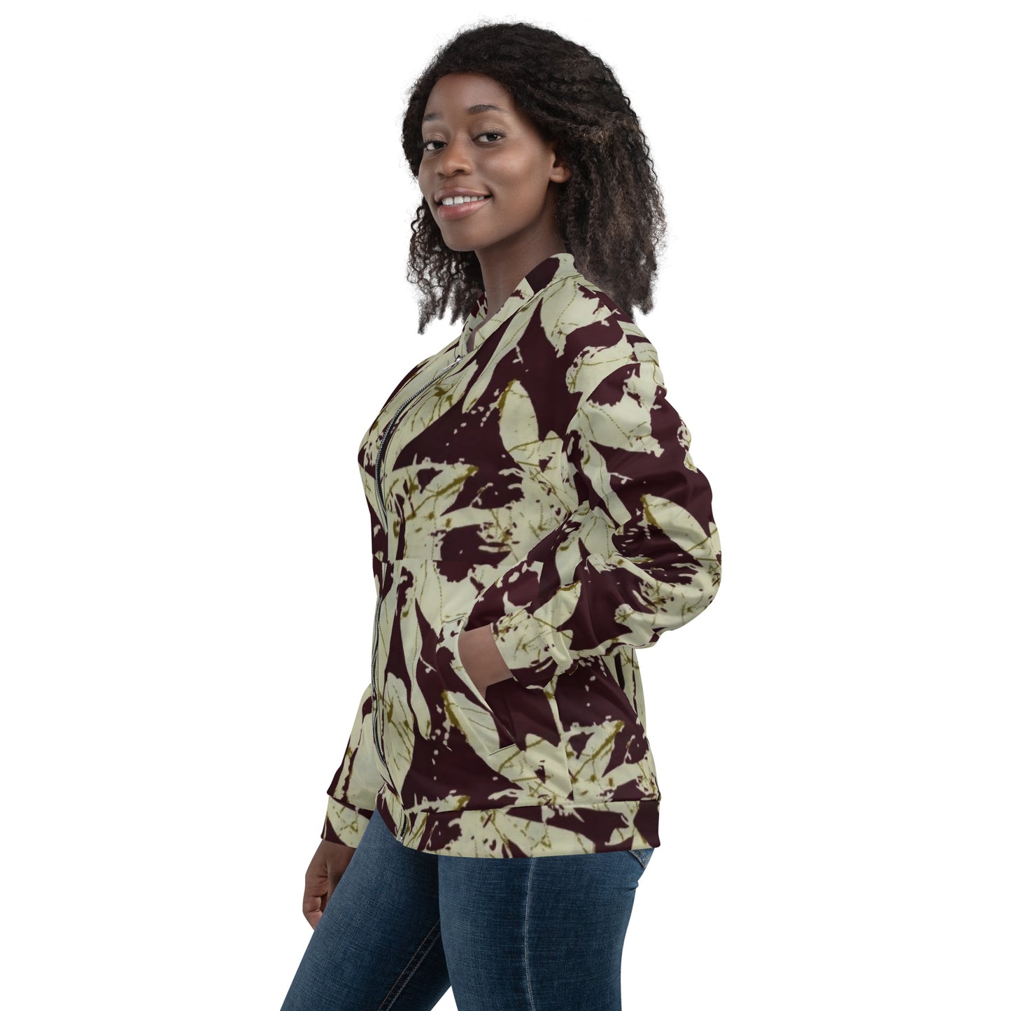 Brown Adire Unisex Bomber Jacket