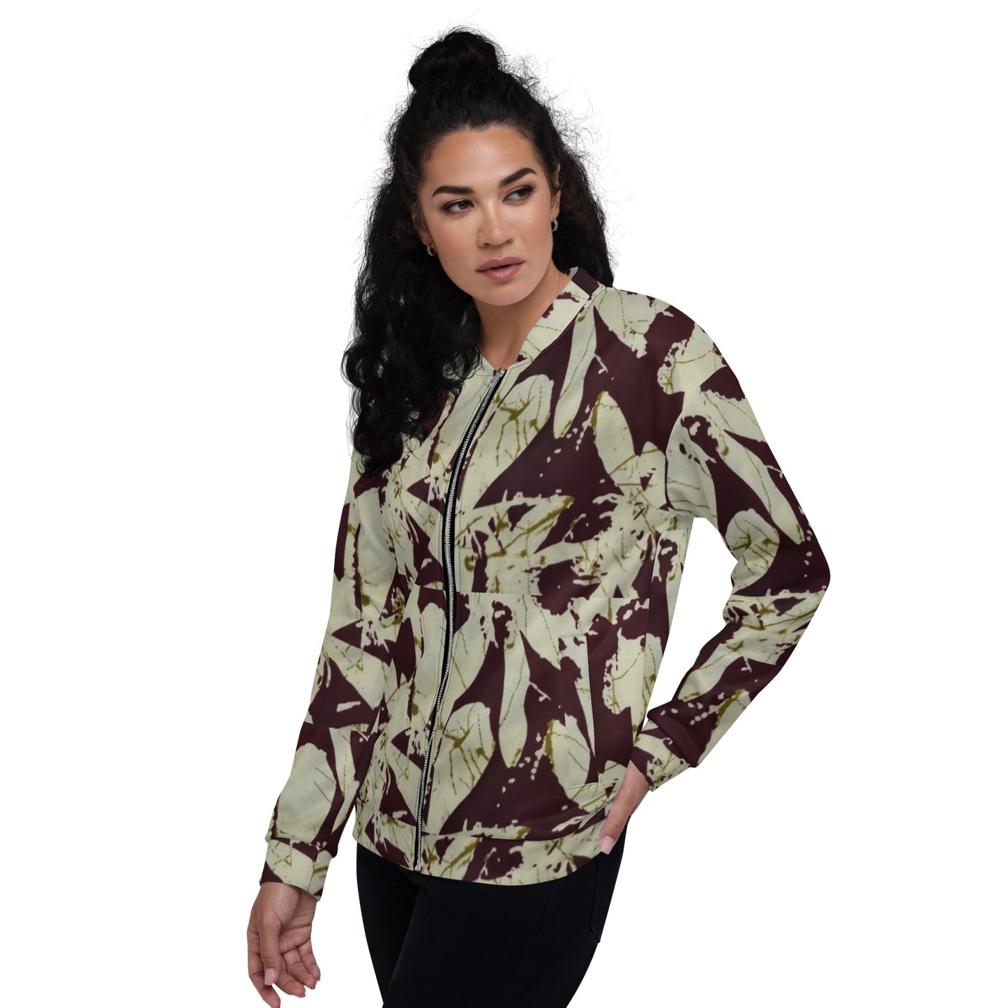 Brown Adire Unisex Bomber Jacket